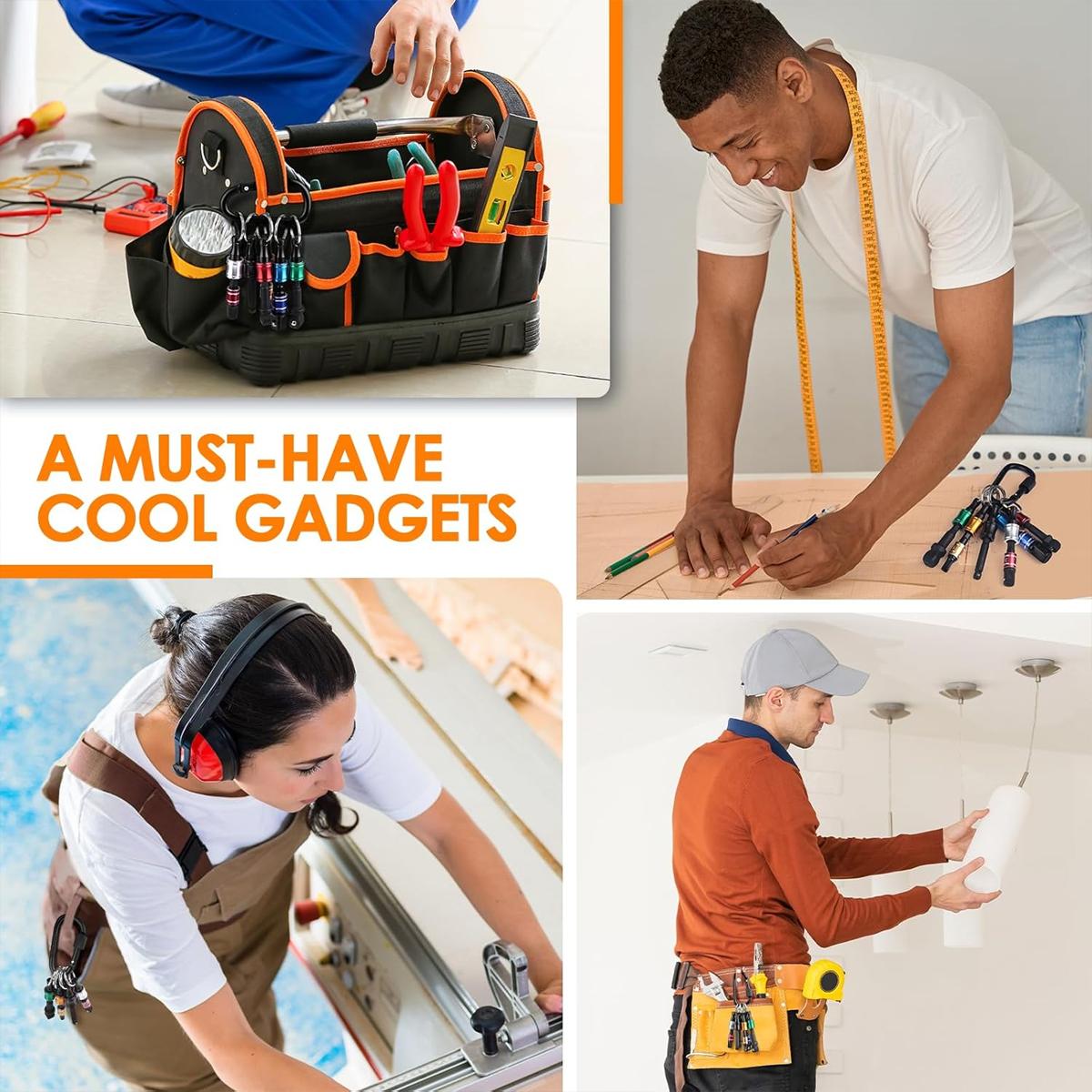 6 Pcs 1/4 Bit Holder Keychain, 1/4 inch Hex Shank Bit Holder, Quick Release Bit Holder For Nut Driver, Screwdriver & Drill Bits with/Keychain Carabiner 6 Pcs 1/4 Bit Holder Keychain, 1/4 inch Hex Shank Bit Holder, Quick Release Bit Holder For Nut Driver, Screwdriver & Drill Bits with/Keychain Carabiner