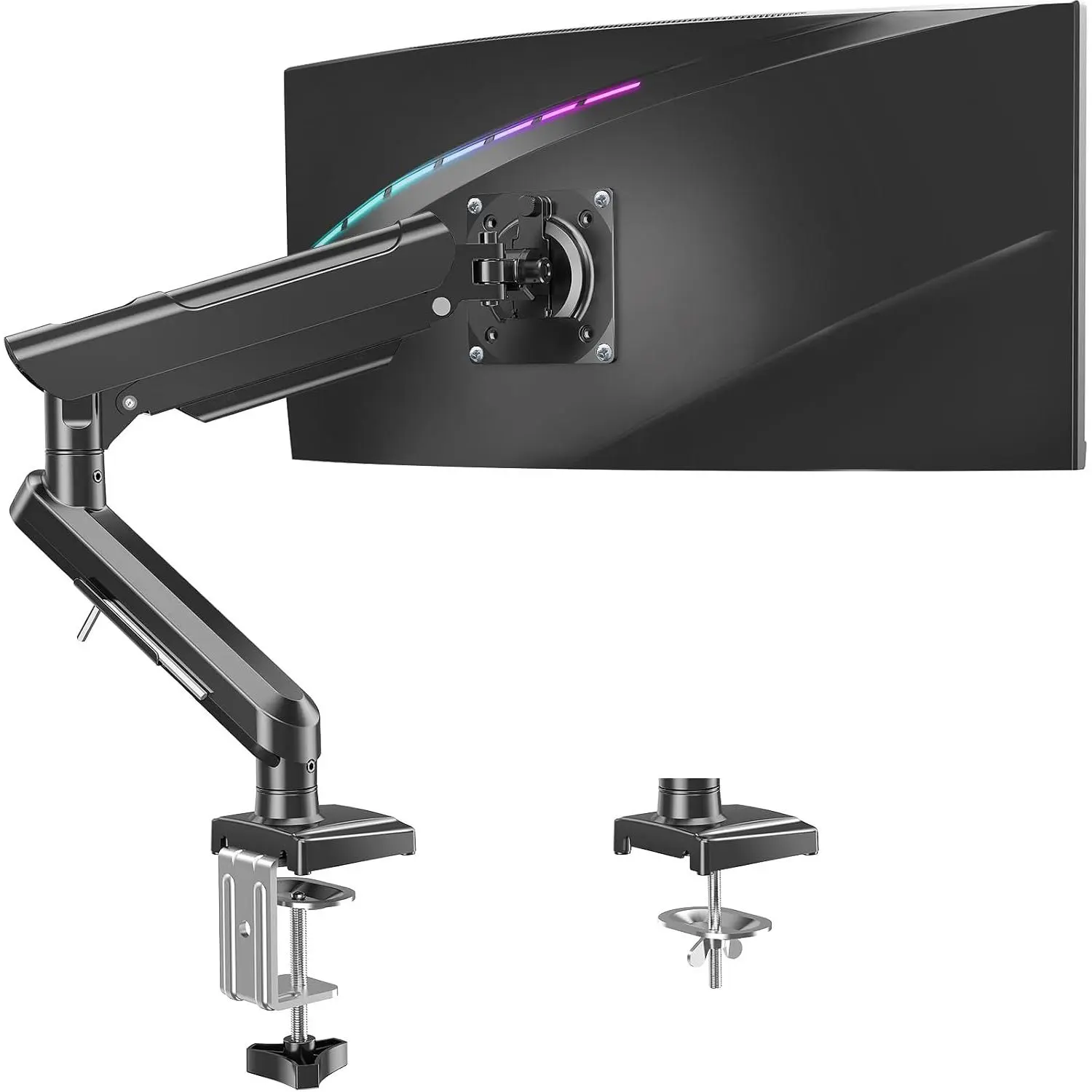 Single Monitor Arm Desk Mount with 13-32 inch Full Motion Adjustability, Clamp & Grommet Base, VESA Bracket, Freelift, Fits 4.4-22lbs Screens, Black