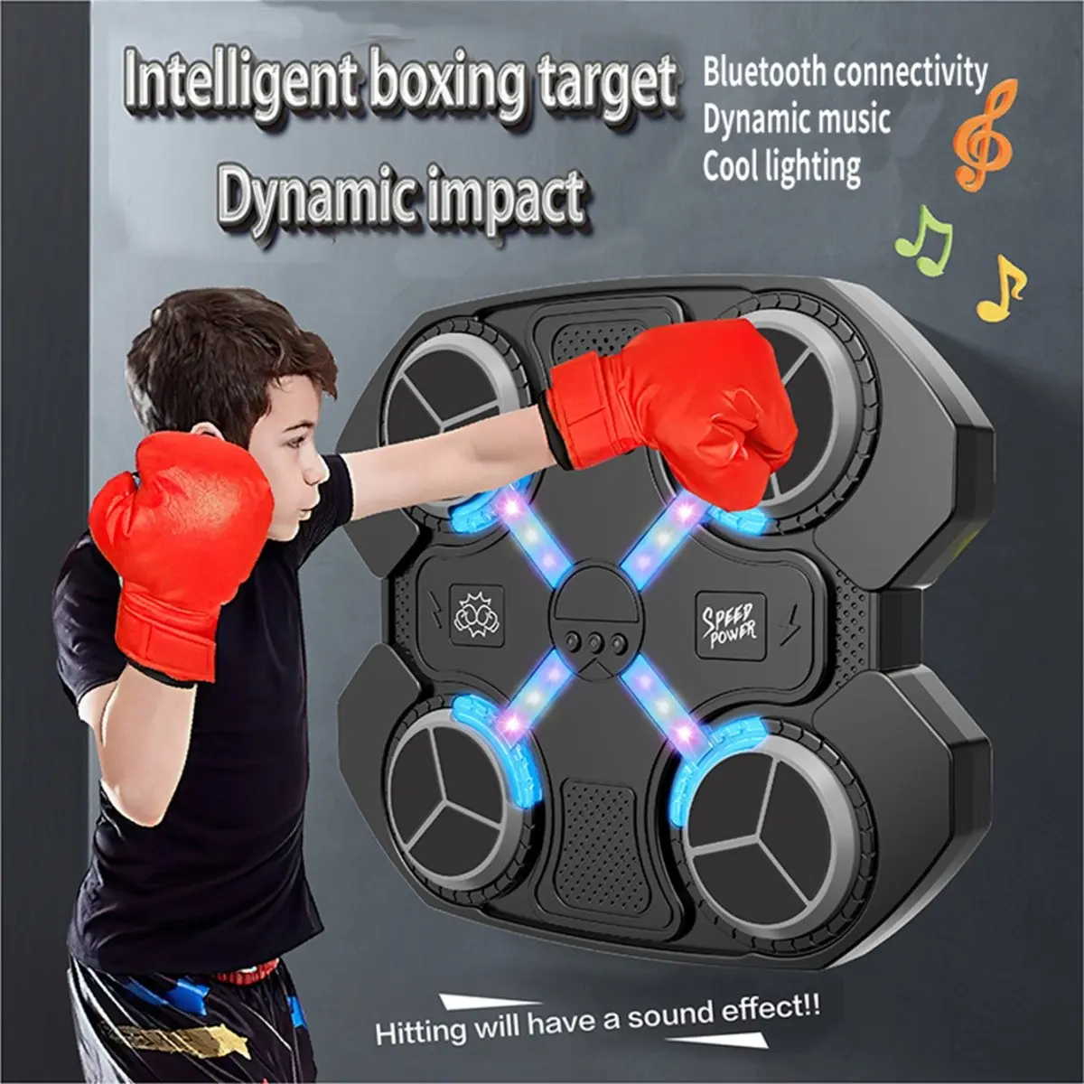 Electric Music Boxing Target with Gloves, Interactive Stress Relief Punching Pad, Speed Training Device, Family Fitness Equipment, Perfect Gift, Confidence Boosting