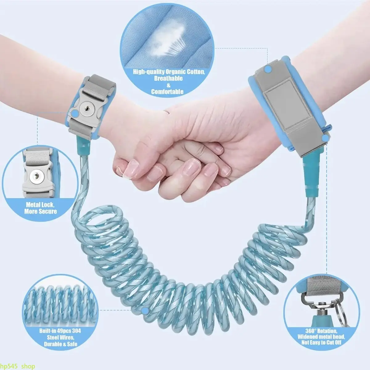 Toddler Safety Wristbands, Adjustable Cotton Anti-Lost Leash with Secure Keylock for Kids Outdoor Play in Parks & Supermarkets, 1.5M Break-Resistant Safety Gear