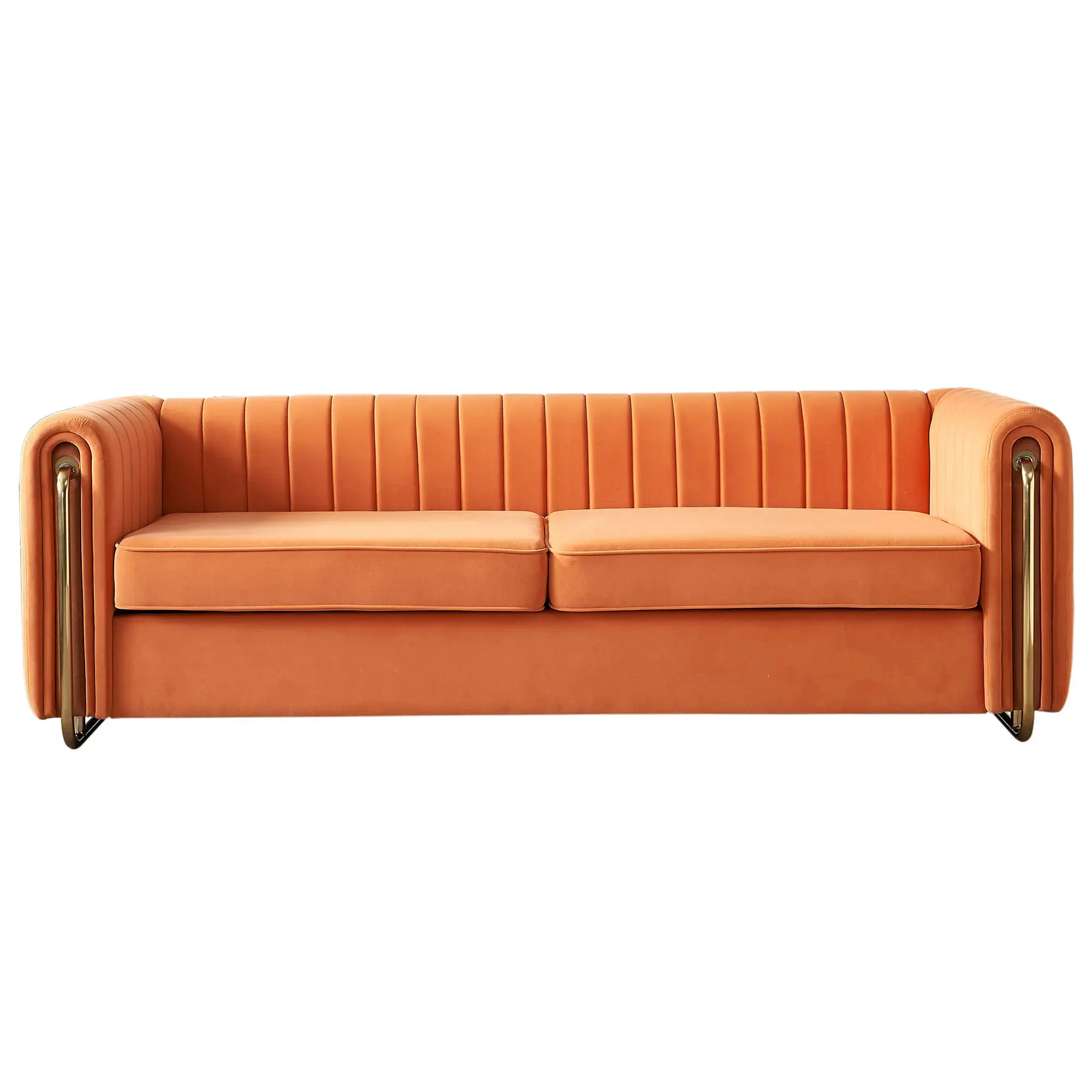 Beige Tufted Velvet 3-Seat Square Sofa - Stainless Steel Frame, Soft Foam Filling, Multi-Functional, Assembly Required, for Home Use, US Direct Orders, High Bean Bag Crate
