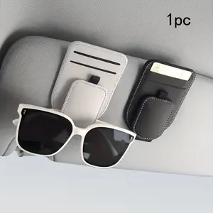 Multifunctional Car Sun Visor Glasses Holder, High Quality Auto Sunglasses Clip, Vehicle Eyeglasses Storage Organizer with Card Slot