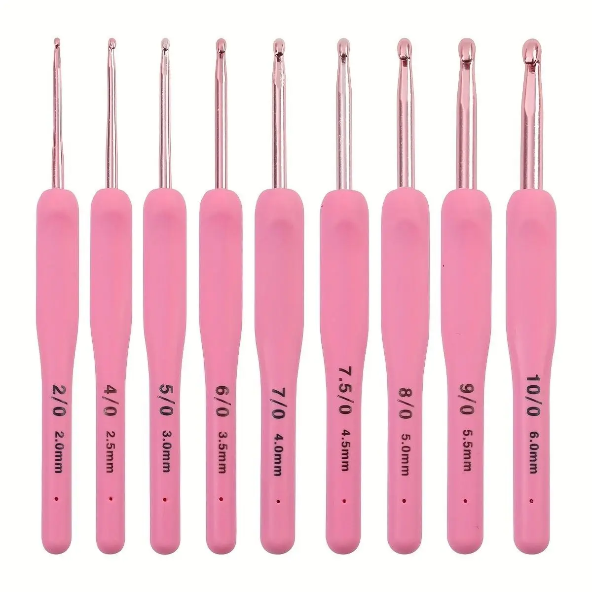 9Pcs Ergonomic Crochet Hook Set, Pink Soft Grip Crochet Hooks 2.0-6.0mm, Beginner Friendly Yarn Craft Tools for Making Scarves, Gloves, Hats & Handmade Crochet Projects