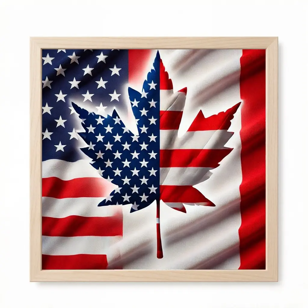 A 2D Flat Unframed Handmade DIY Diamond Painting Kit American Canadian Flag Fusion Maple Leaf Design Bright Colors Home Decoration For DIY Enthusiasts Cross-border Hot Sale Product