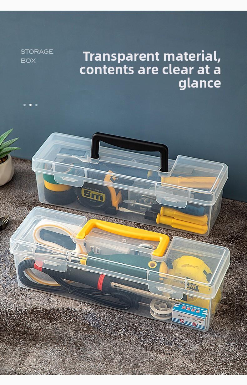 Multi-Function Household Hardware Tool Box - Transparent Handheld Storage Case with Adjustable Compartments for Wrench, Screws, Accessories, and Parts Organization