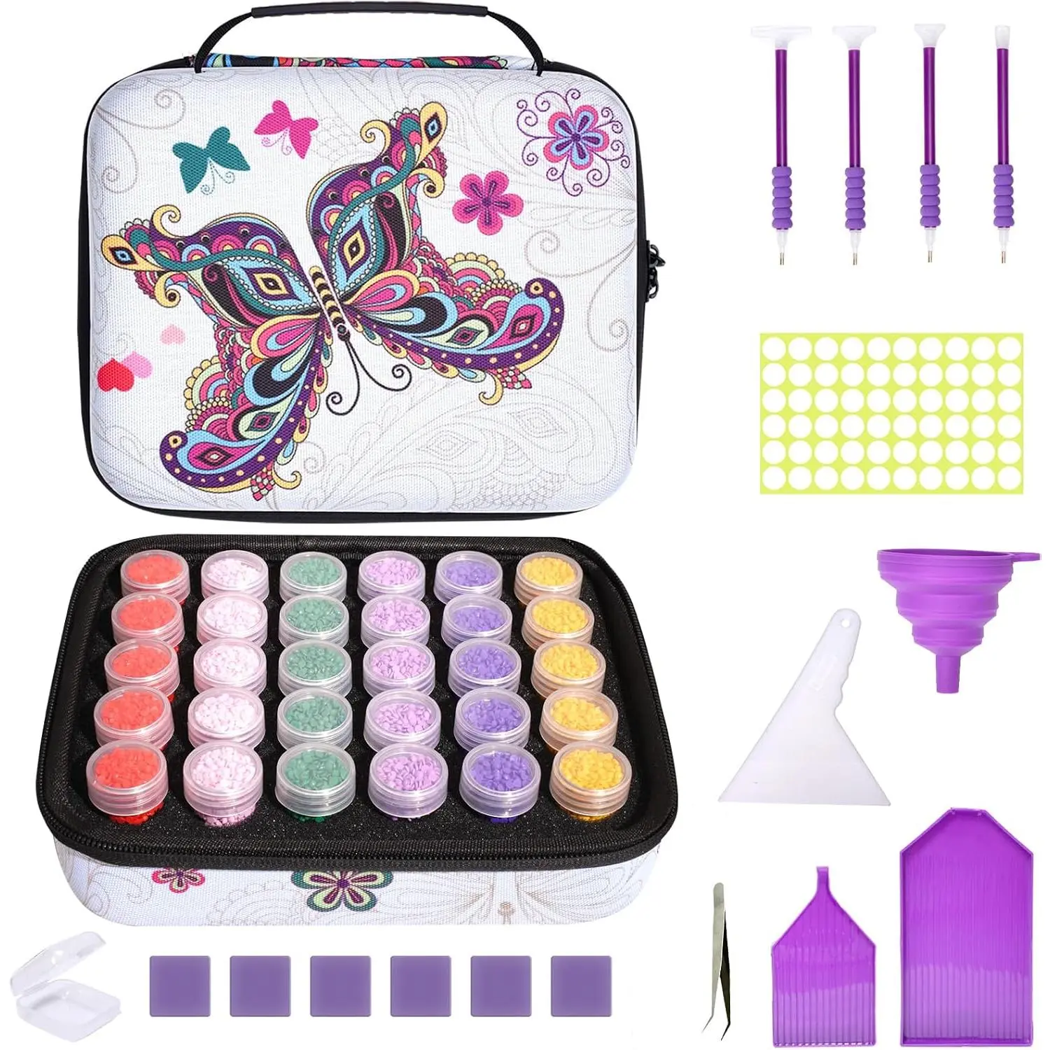 Painting Storage Containers, 30 Slots  Painting Accessories with Tools for  Art Organizer Craft  Beads Storage Box - Butterfly