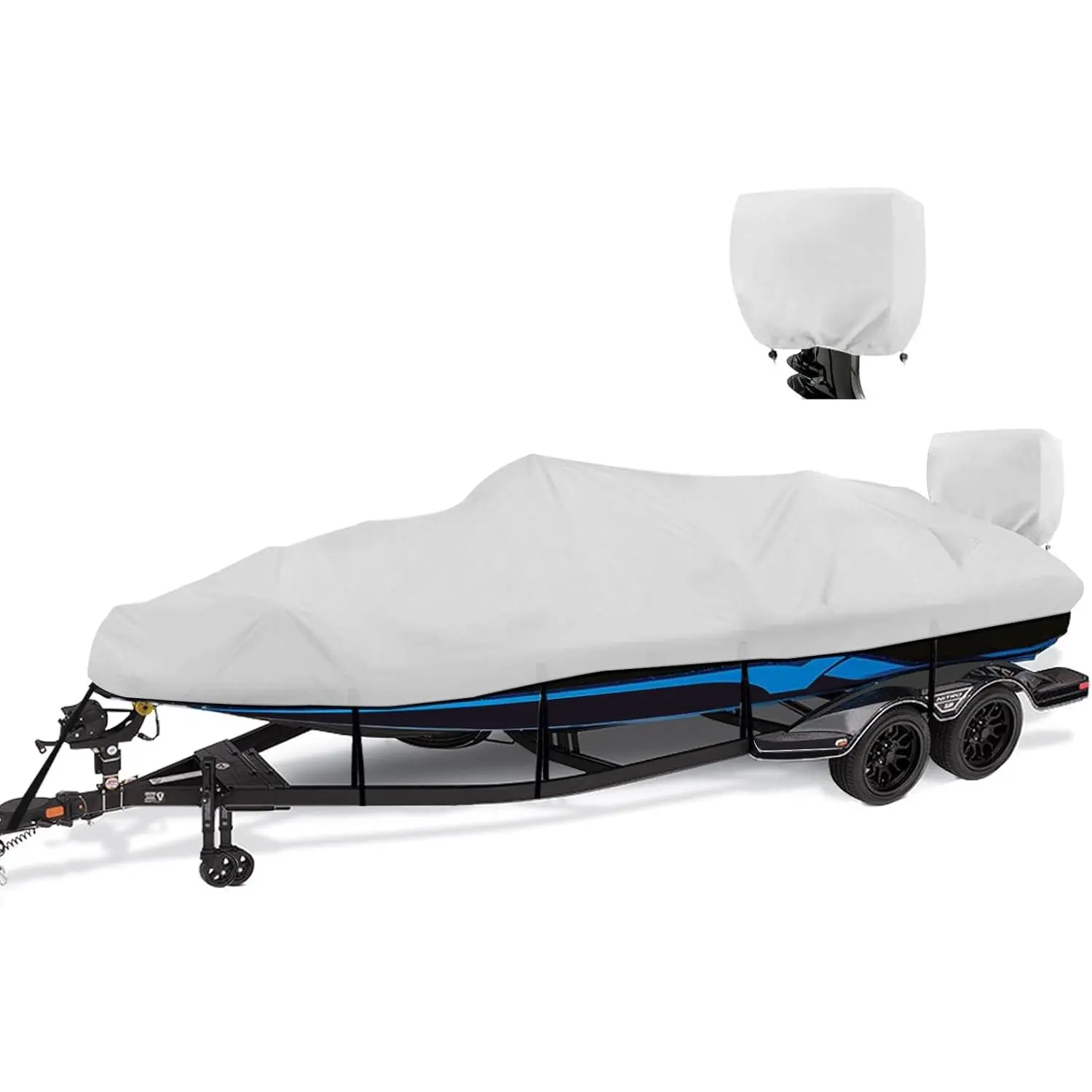 1200D Fabric Boat Cover - Boating Accessory with 3-Layer PU Coating, Triple Fold, Adjustable & Detachable Straps - Waterproof, Heavy-Duty Canvas Gray - Fits 16'-18.5' V-Hull, Tri-Hull Watercraft
