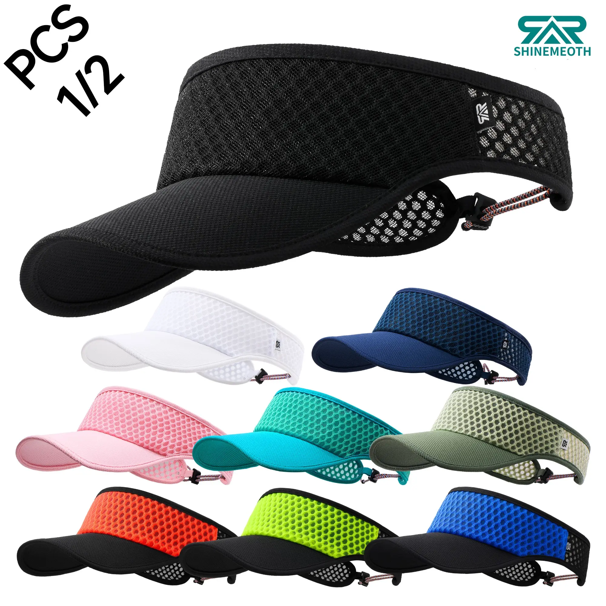 1/2pcs Outdoor Sports Sun Protection Hat, Tennis Cap for Running, Breathable Quick-Dry Sweat-Wicking, UV Shielding, Lightweight DesignMesh Breathable Sports Visor - Men Women Adjustable Lightweight Quick Dry Sun Hat for Tennis, Golf, Running Sports Hats