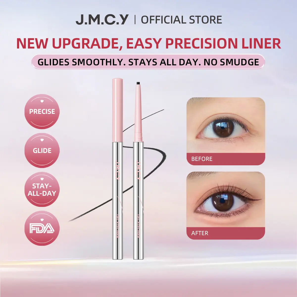 J.M.C.Y Waterproof Eyeliner Pencil, Smudge-Proof, Sweat-Resistant, Long-Lasting, Fine Line, Under Eye Liner, Beginner Friendly