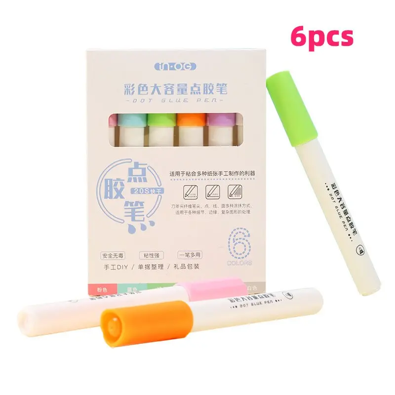 6pcs Large Capacity Dot Glue for Students, Quick-Dry Gel Pen, Wholesale Glue, Christmas Scrapbook Liquid Glue