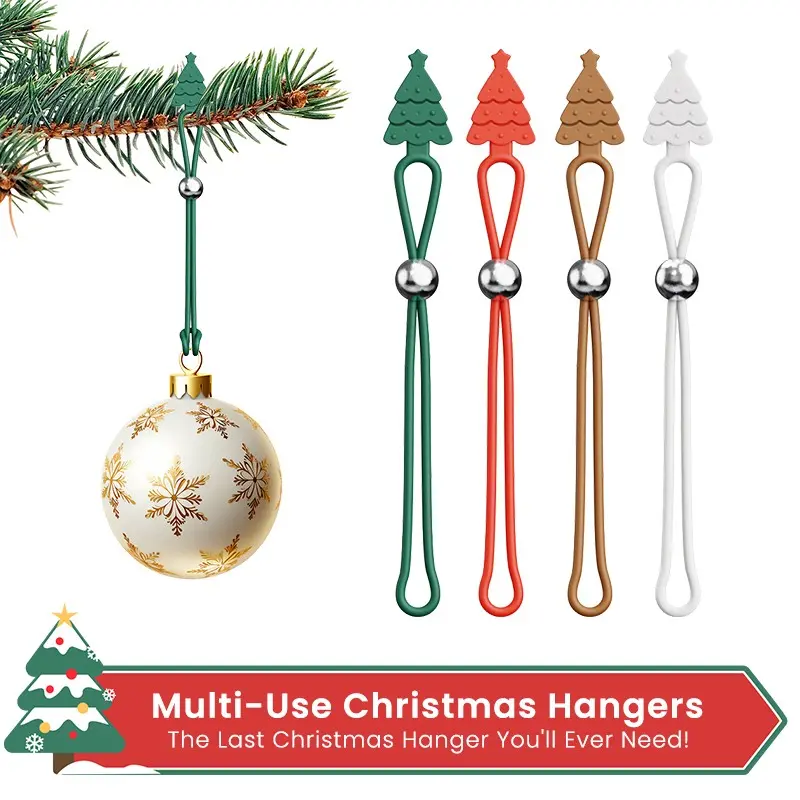 30pcs Christmas Ornament Hooks, Christmas Tricolor Silicone Decorations, for Hanging Ornaments Wreaths Stockings Holiday Decor