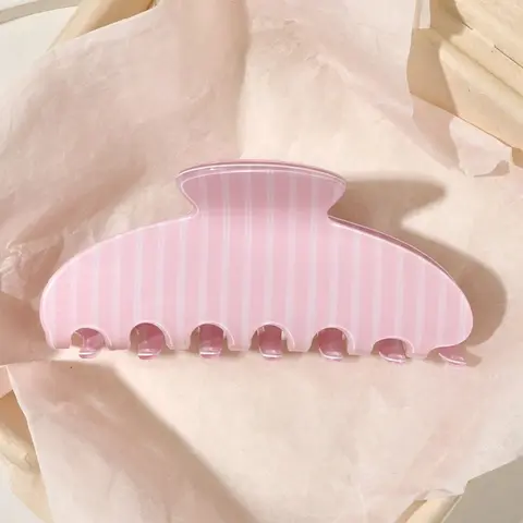 1pc Striped Hair Clip, Casual Style Large Hair Clip, Available in Blue & Pink, Super Cute Clip for Women, Fashion Hair Accessory for Daily and Vacation Use Hairclips