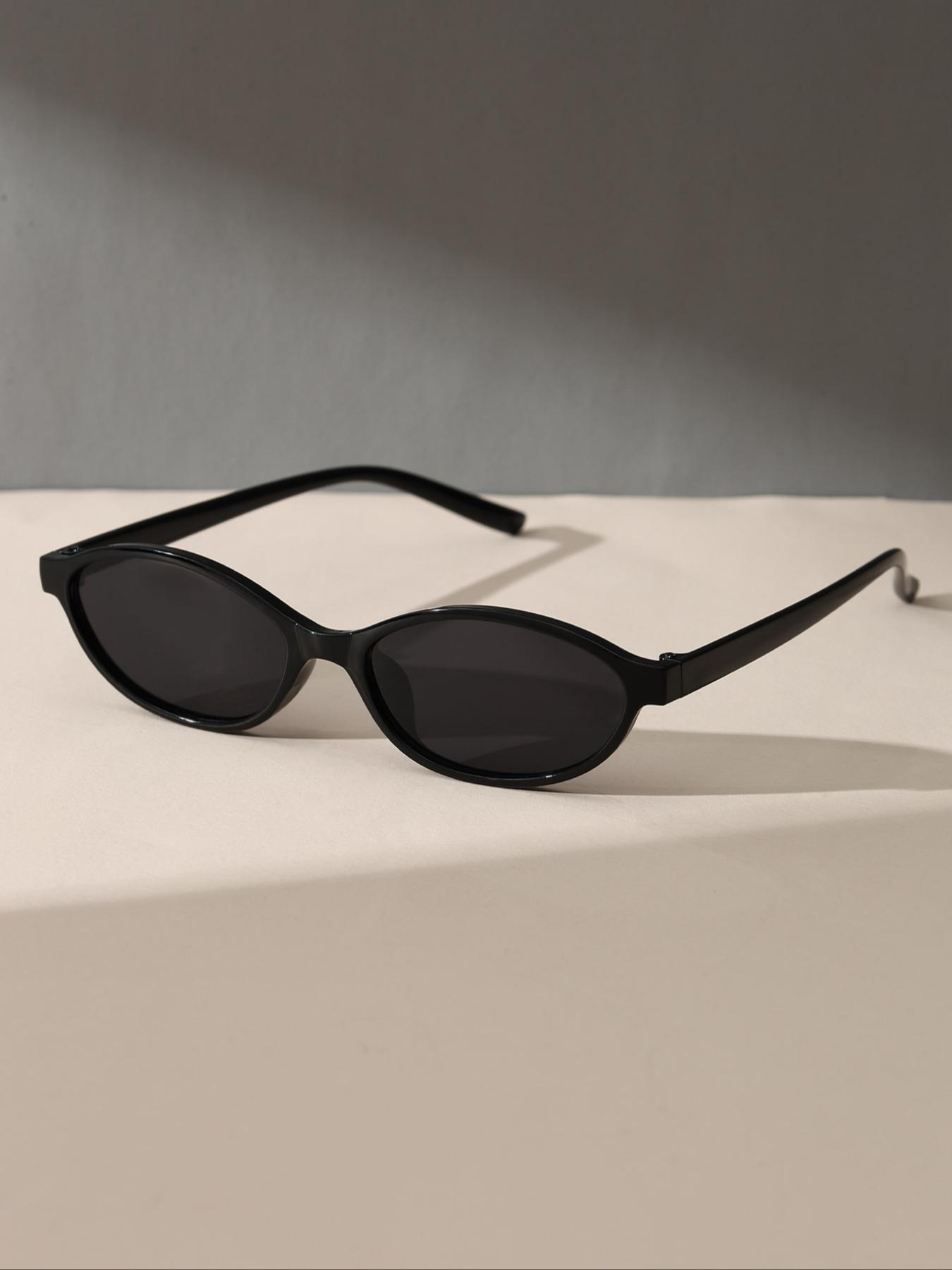 Women's Vintage Oval Frame Sunglasses, Classic Oval Sunglasses, Trendy Casual Sunglasses for Everyday Use, Fashion Accessories for Outdoor Activities