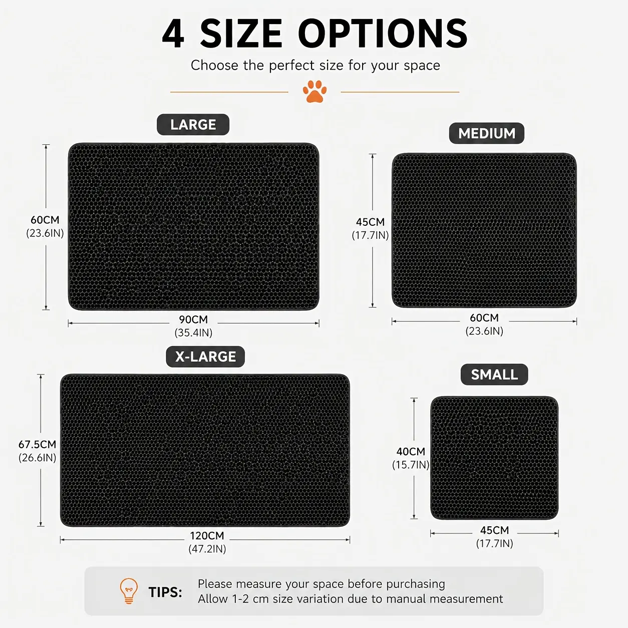 Cat litter pad, featuring a honeycomb double-layer design and EVA material, is suitable for cat litter boxes.It effectively traps urine and cat litter, is easy to clean, and has a non-slip surface, reducing waste for cats and kittens