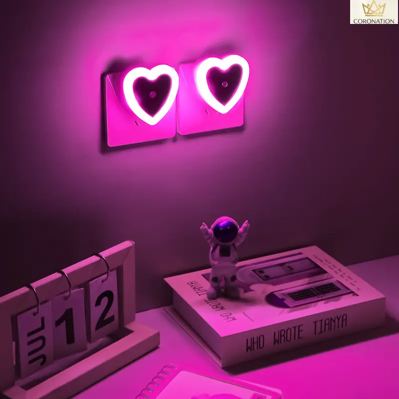 Love Shape LED Night Light, Aesthetic Smart Bedside Lamp with Soft Glow Touch Sensor, Romantic Ambient Mood Light for Bedroom Decor, USB Rechargeable Portable Night Lamp for Nursery, Hallway, Dorm Room and Cozy Home Lighting