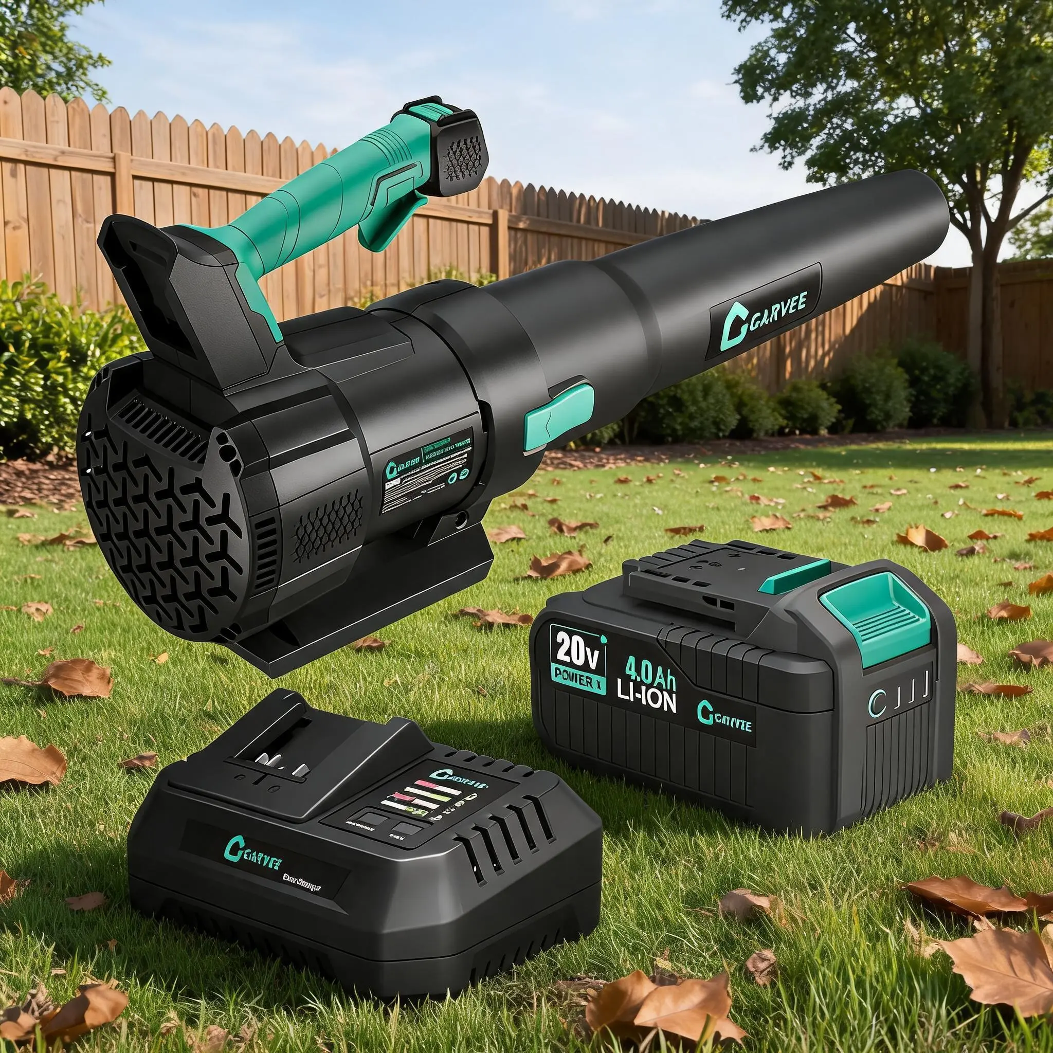 High-Power Wireless Leaf Blower – 20V, 650CFM/200MPH, 2-Speed, 4.0Ah Li-ion Battery & Charger, Lightweight, Leaves & Debris, Lawn & Patio