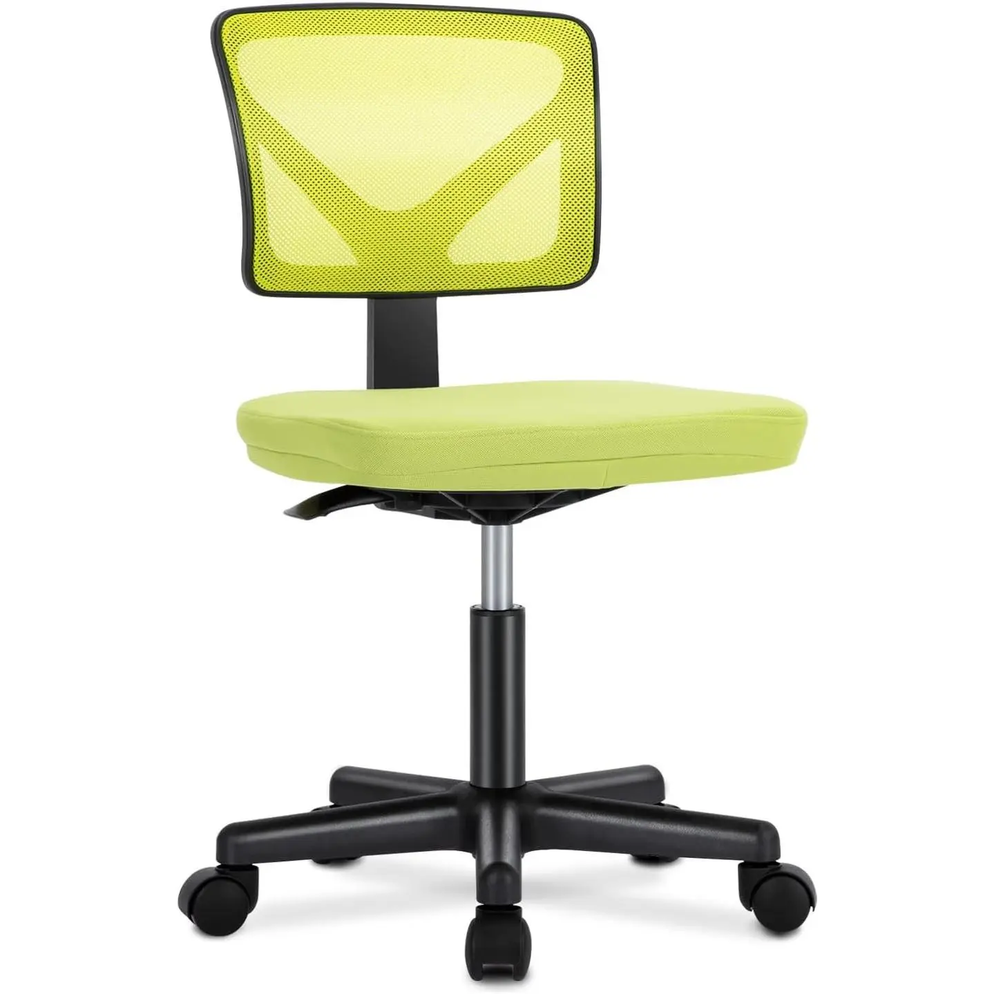 Armless Ergonomic Adjustable Height Mesh Back Home Office Swivel Task Chair with Swivel Wheels, Easy Setup Comfy Mid Back Computer Vanity Desk Chair for Small Spaces, Green, Modern