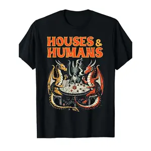 Funny RPG T-Shirt for Men - Dungeons & Dragons Inspired Design: Dragon vs. Human Battle - Bold d20 Graphic, Casual Gamer T-Shirt Ideal for D&D Fans, Tabletop Games and Conventions - Machine Washable Geek Garment with Crew Neck, Regular Fit, Vibrant Fantas