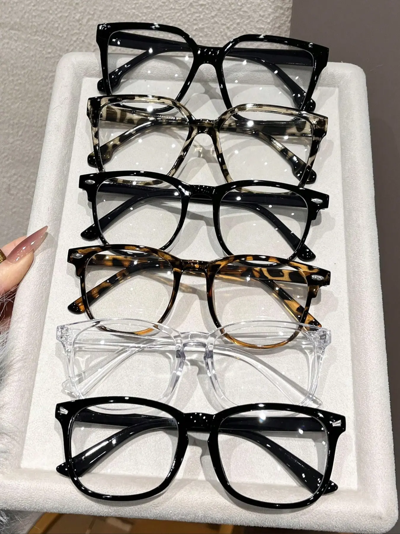 6 Pairs Modern Minimalist Trendy Square Frame Eyeglasses, Trendy Casual Eyeglasses, Fashionable Stylish Eyeglass, Unisex Non-Prescription Glasses for Daily Life, Office, Street Photography, Lightweight Eyewear