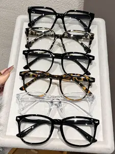 6 Pairs Modern Minimalist Trendy Square Frame Eyeglasses, Fashionable Stylish Eyeglass, Unisex Non-Prescription Glasses for Daily Life, Office, Street Photography, Lightweight Eyewear