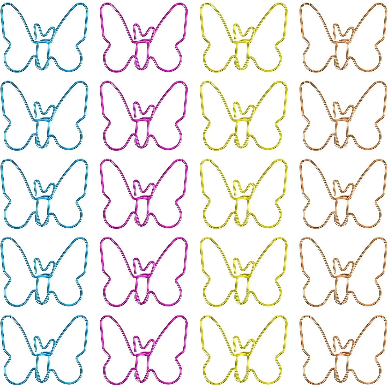 20pcs Cute Small Metal Butterfly Paper Clips - Gold, Rose Gold, Blue, Pink for Women's Clothing File Organization, Decoration, Cute Small Metal Clips, Metallic, Cute Clips