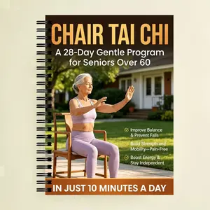 1 copy of 'Senior Tai Chi Chair Guide: Suitable for 60+' a 28-day gentle daily training plan, spiral-bound seated exercise manual, ideal for balance training, fall prevention, strength and flexibility improvement, low-impact chair fitness method