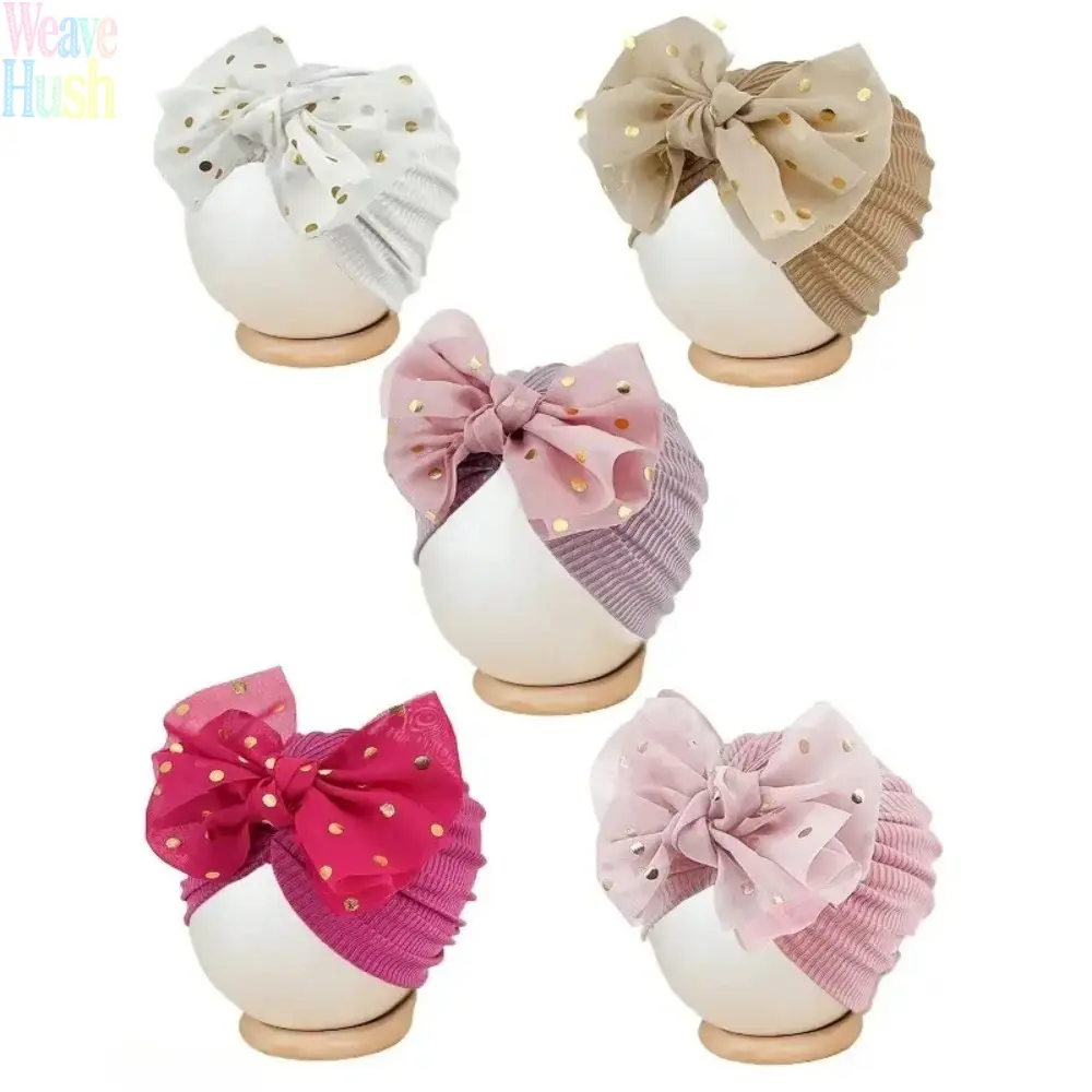 5-Pcs Candy Color Prop 65 Safe Infant Girl Hat Set, Stylish Knot Princess Headwear for 0-3Y, Soft Comfort Hair Accessory, All-Season Wear Sports & Outdoor Daily Use Hat