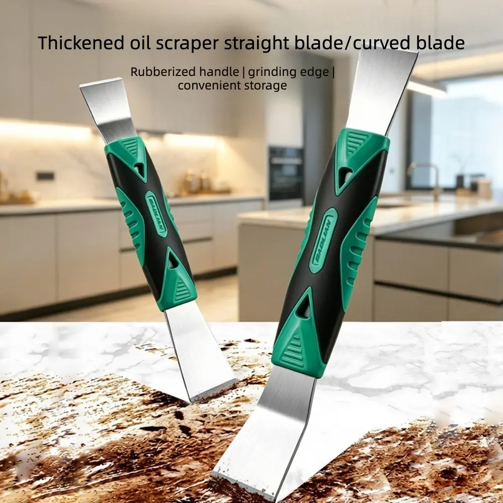 2pcs Stainless Steel Cleaning Scraper, Non-Slip Handle, Ideal for Tiles, Glass, Floors, Walls, Kitchen, Bathroom, Durable Design
