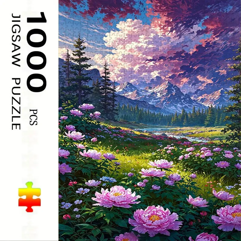 1000 Piece Natural Landscape Puzzle, Large Adult Family Interactive Toy, DIY Home Decor Brain Challenge, Festive Design, Durable Puzzle