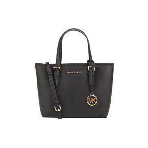 Michael Kors MK Jet Set Travel Tote Bag for Women – Minimalist Logo Design in Black Genuine Leather
