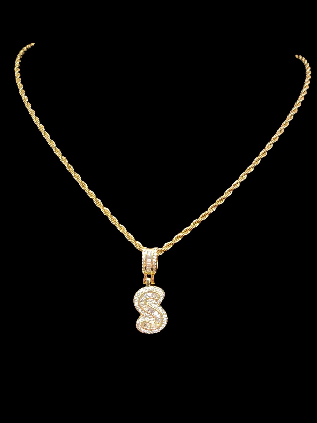 Artificial Zircon Letter Pendant & Chain Necklace, Fashion Jewelry for Party, Daily Clothing Decor, Trendy All-match & Exquisite Jewelry for Birthday Gift, Initial Necklace Jewelry