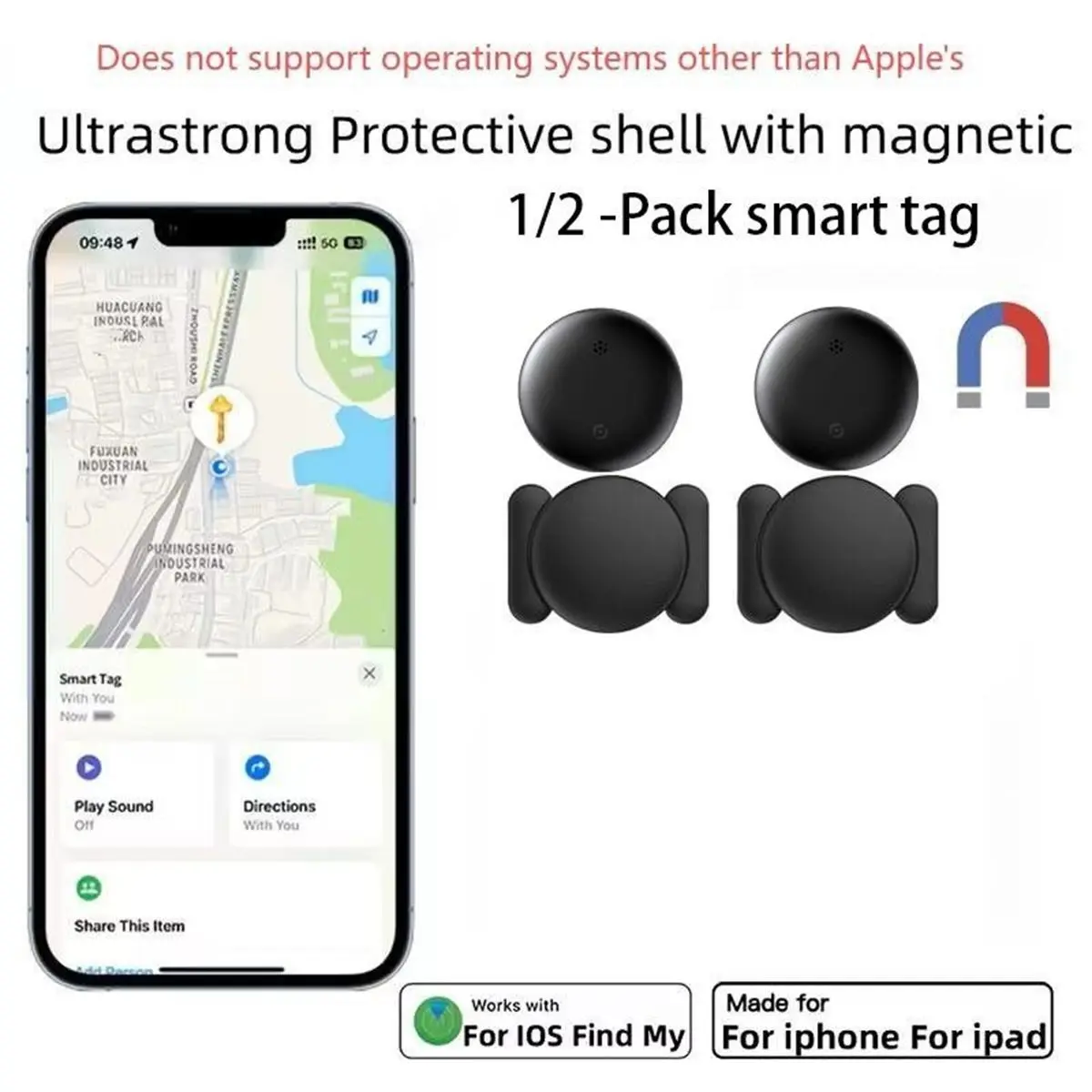 Latest Smart Global Tracker, Compatible with Find My APP, Replaceable Battery, Magnetic Case, for Cars, Bikes, Keys, Wallets, Backpacks
