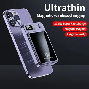 10000/5000mah Magnetic Wireless Power Bank, 22.5w USB PD Type-C Fast Charging, LED Display, Outdoor Travel Emergency Backup, New Year Gift