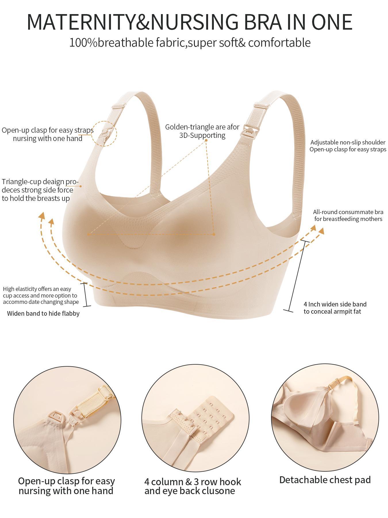 Maternity Solid Color Nursing Bra, Simple Removable Pads Pregnancy Bra, Maternity Underwear for All Seasons, Maternity Bras