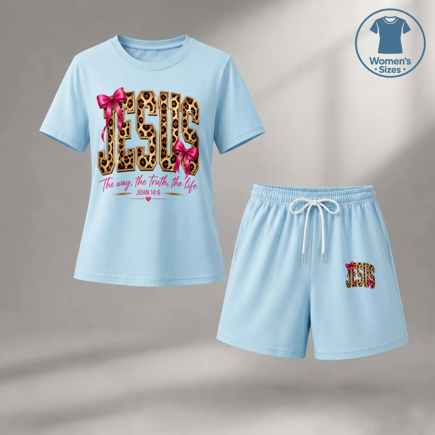 Stylish women’s set with eye-catching Jesus-inspired print artwork. Comfortable soft fabric designed for all-day wear. Perfect for vacation, resort, beach, and casual summer lifestyle outfits