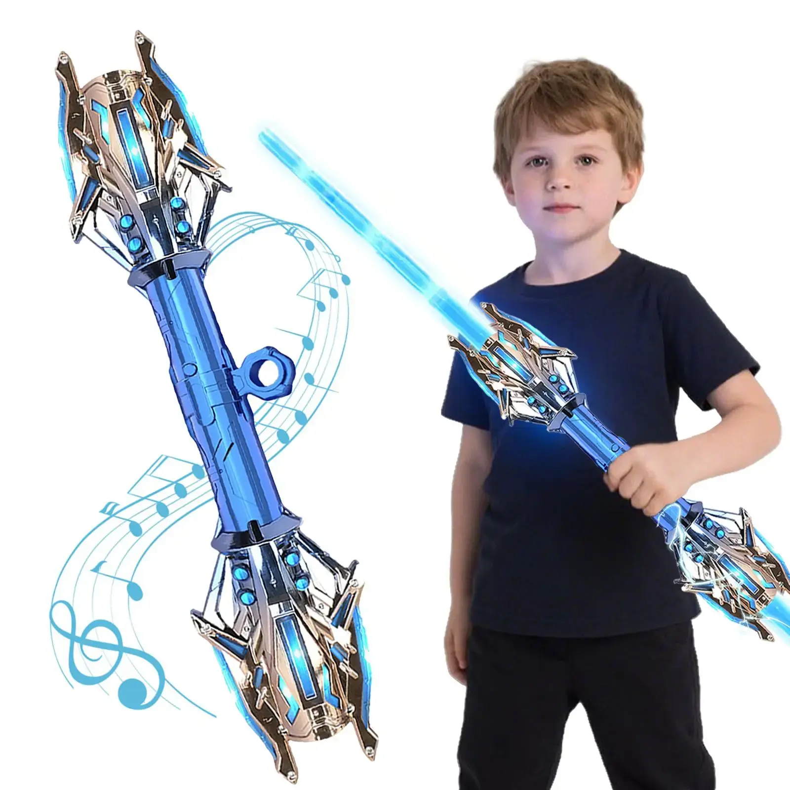 Glowing sword children's toys, gifts for children, heavy dueling lightsabers, 2-in-1 LED lightsaber toys with powerful sound effects, and powerful sound power matched with 7-color children's lightsabers. toy sword laser sword retractable li