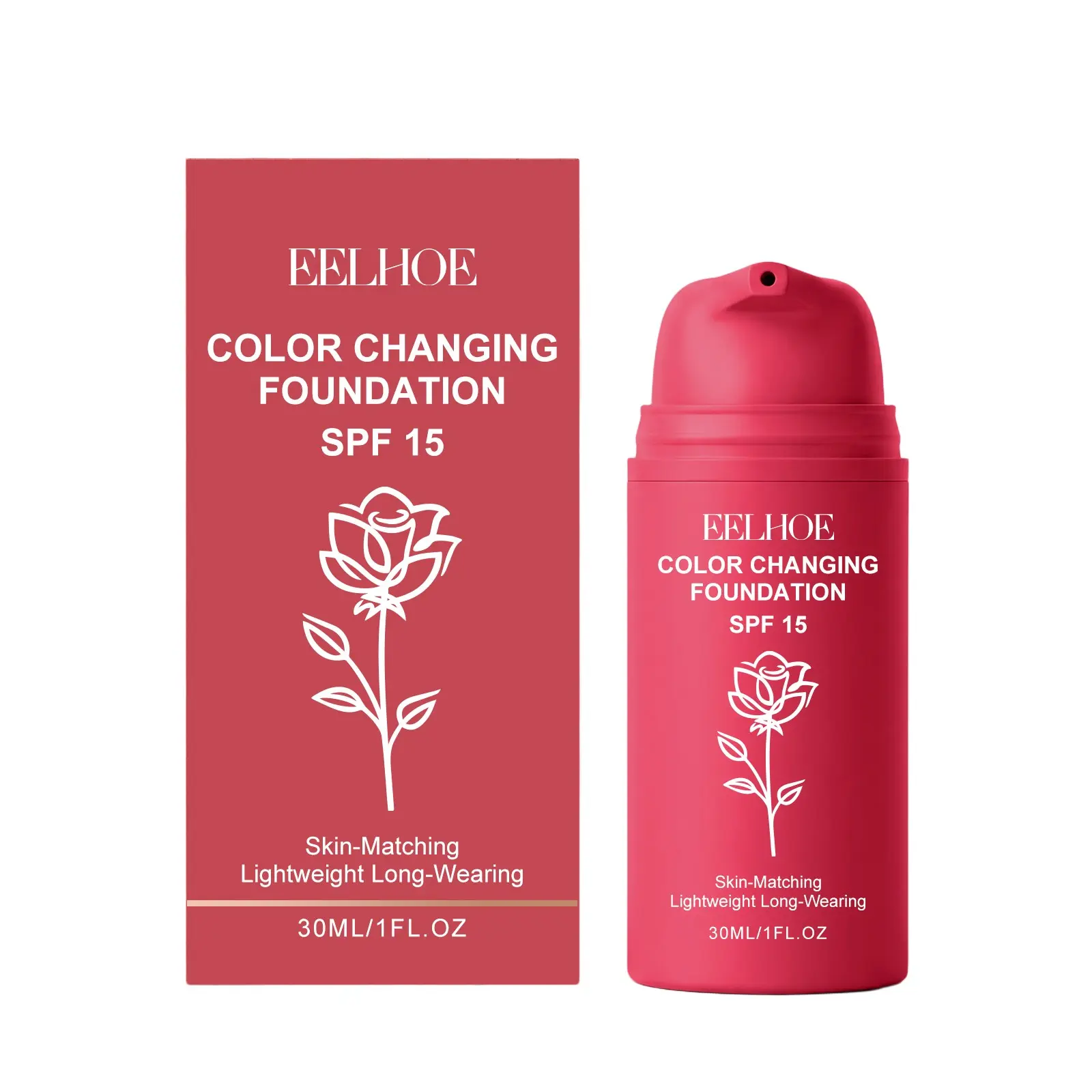 Eelhoe Temperature-Sensitive Foundation Liquid, Natural Color, Smooth Texture, Lightweight, Flawless Finish, Perfect Fit for Skin