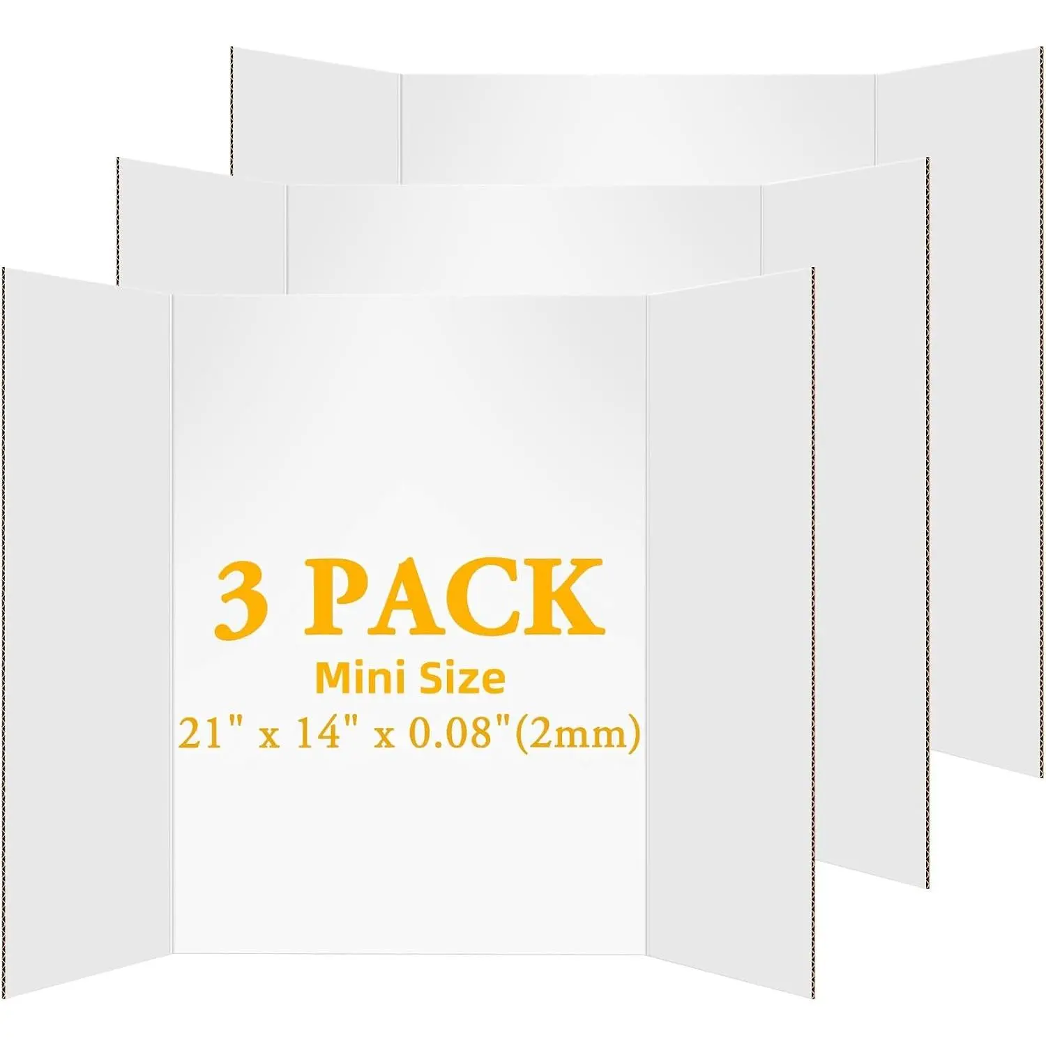 3 count Small Trifold Poster Board, 21 x 14 inches White Tri Fold Poster Boards Corrugated Presentation Board Science Fair Display Boards for School Fun Projects, Exhibitions and Business