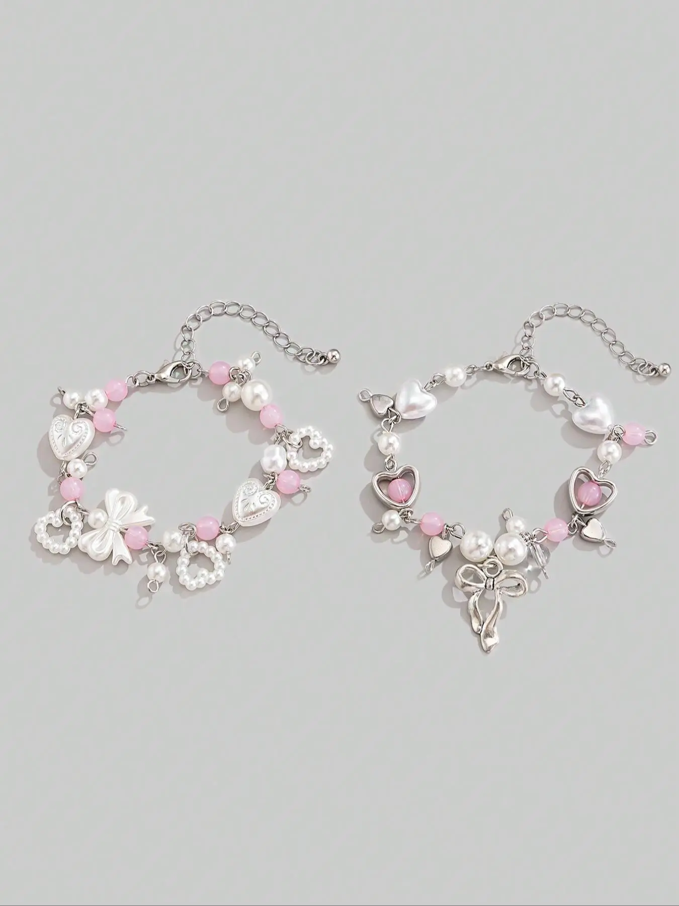 Cute Bow & Heart Design Bracelet, Fashion Jewelry for Party, Daily Clothing Decor, Trendy All-match & Exquisite Jewelry for Birthday Gift