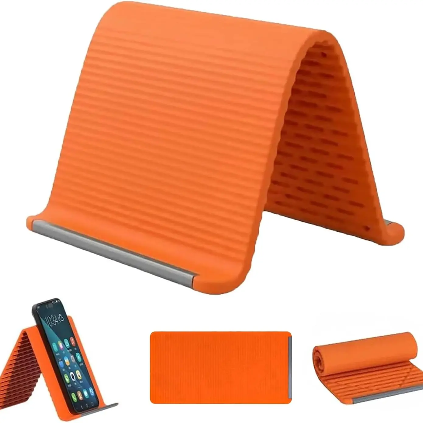 Creative Flexible Folding Phone Stand, Silicone Phone Stand , Flexible Foldable Phone Holder,Universal Adjustable Anti-Slip Desktop Mount for Phone Tablet Laptop, Lazy Person Stand