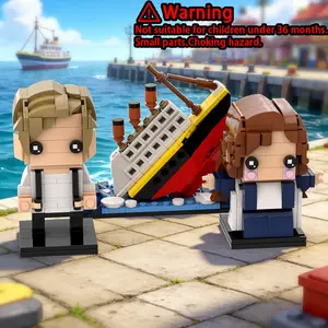 Titanic Sinking Scene Building Kit, Movie Jack & Rose Figure Model, DIY Assembly Brick, Collectible Decoration Gift for Movie Fans