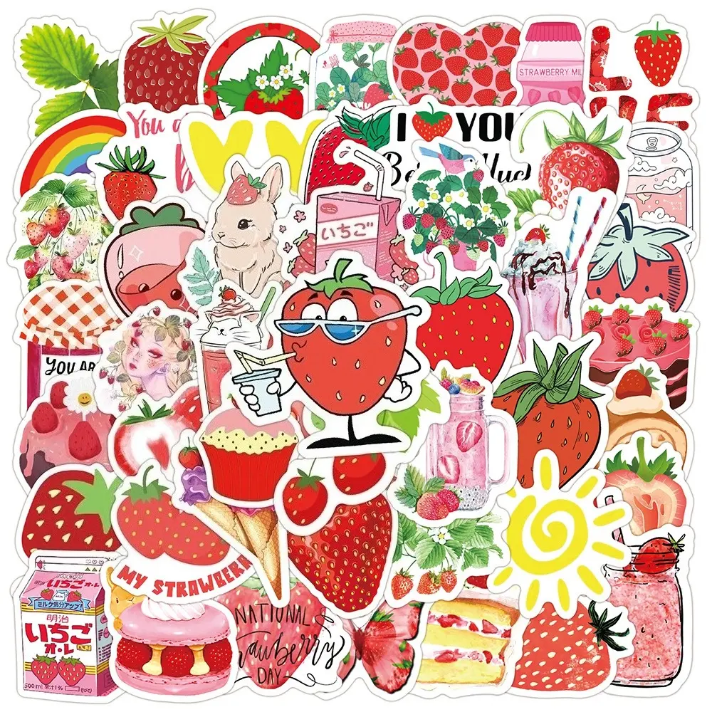 50pcs Cute Strawberry Dessert Stickers, Office Stickers, Decal for Cars, Suitable for Scrapbooks, Diaries, Laptops, Water Bottles, Cars, Etc. A Gift with A Positive Message and A Design Based on Faith.