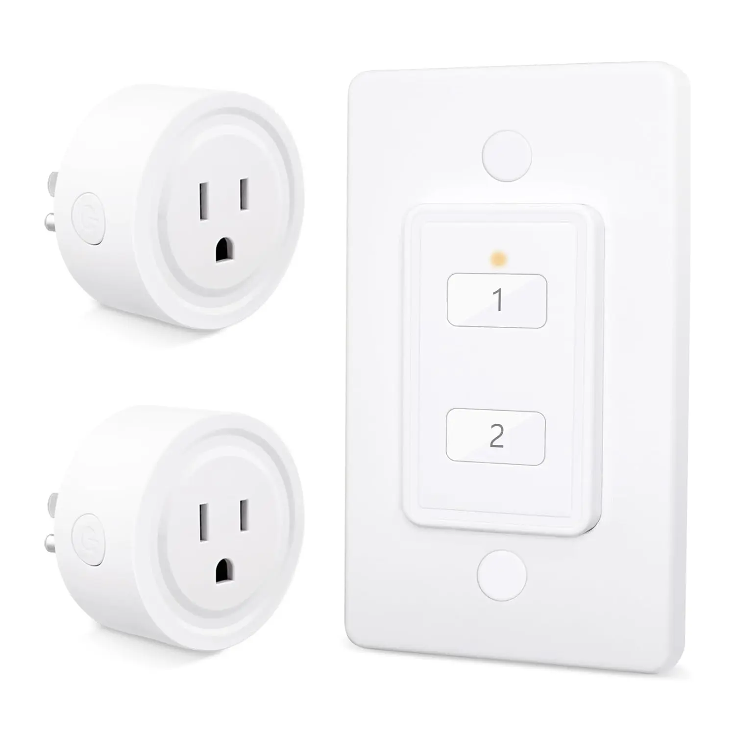 Mini  Remote Control Outlet Plug Adapter (2 Pack) with Remote, 2  Wall , 656ft Control Range for Indoor Lamps and  Appliances, No Hub Required, 10A/1100W, White