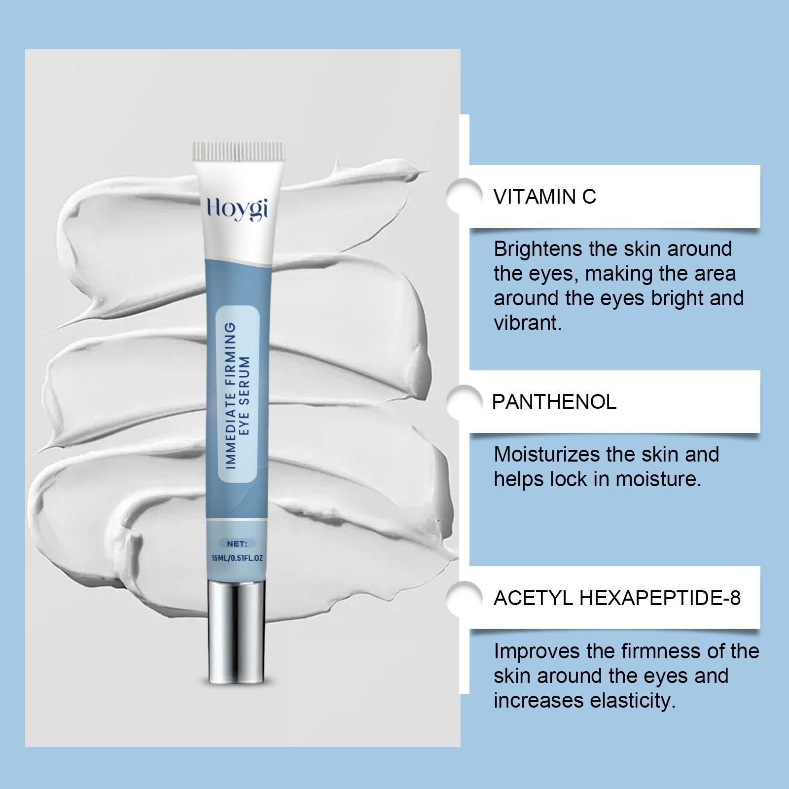 HOYGI Immediate Firming Eye Serum, Instant Eye Lift & Dark Circle Corrector with Acetyl Hexapeptide-8 + Collagen, Vitamin C Brightening, Panthenol + Vitamin E Deep Nourish, Lightweight Non-Greasy for All Skin, Daily Anti-Aging Care serum ginseng