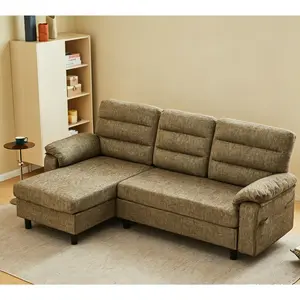 Sweetcrispy 3-Seat Modular L-Shaped Chaise Lounge Sectional Couch - Deep Seat Sleeper, Modern Upholstered Chic Cloud-Soft Double-Cushioned Sofa Set, Couch for Living Room Apartment Furniture