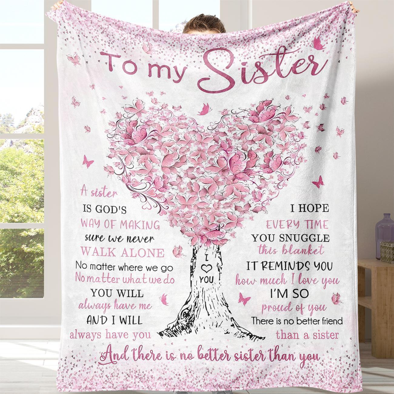 Letter Pattern Blanket with Storage Bag, Letter Print Blanket, Sister Blanket Gift, 1 Count Soft Comfortable Throw Blanket, Warm Napping Blanket for Home Office Travel Camping