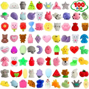 100 Pack Squishies Toys, Tiny Mochi Squishy Fidget Toys Random Bulk Party Favors for Kids 4- 8 8-12 Goodie Bag Pinata Stocking Stuffers Classroom Prizes Treasure Box Egg Fillers Girlsfidget toys