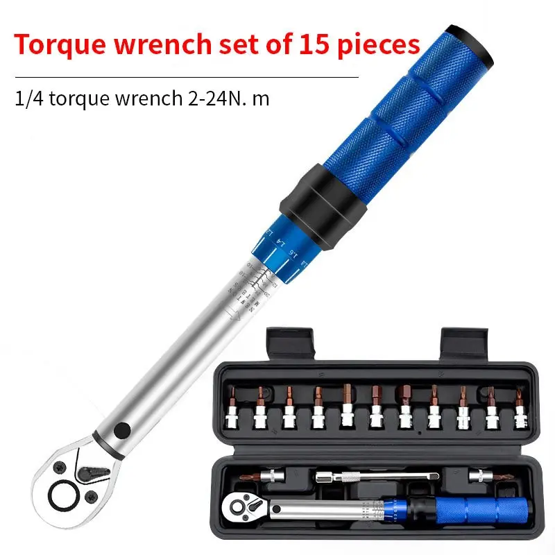 1/4 Inch Drive Preset Torque Wrench Set, High Precision Adjustable Mini Ratchet Torque Spanner for Bicycle Maintenance
