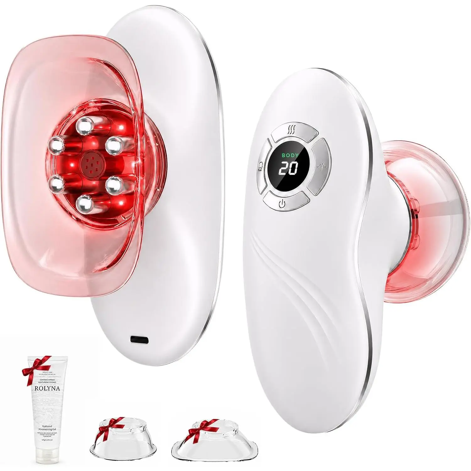 4 in 1 Body Sculpting Massager, Lymphatic Massage Tool, Skin Firming, Helps Improve Appearance of Stretch Marks & Cellulite, for Back Belly Arms Legs, White