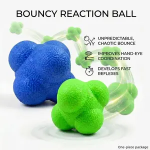 Hexagonal Reaction Ball, High-Density Rubber Bounce Device, Improves Speed, Agility, Coordination, Tpr Material, High Friction Design